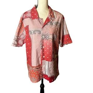 Todd Snyder NY + ‎ Albiate Bandana Patchwork Button Up Short Sleeve Shirt L